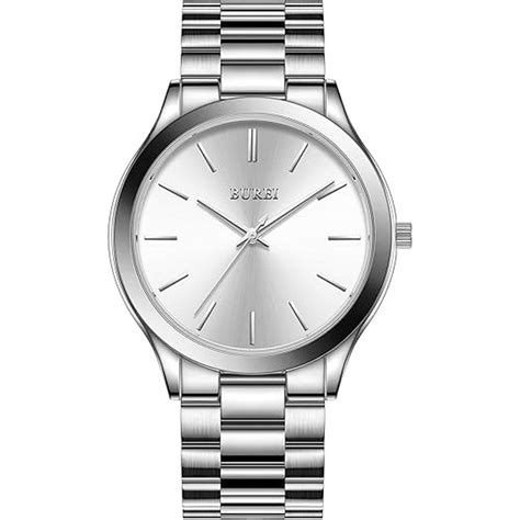 Men Watches | BUREI Fashion Business Analog Stainless Steel Quartz Wat ...