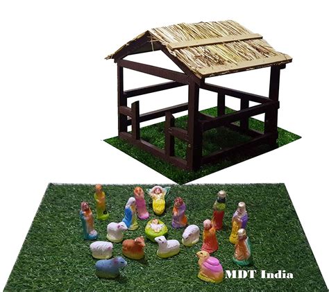 Buy MDT India Holy Christmas Decoration Combo -18 Piece Nativity Crib ...