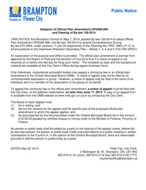 Fillable Online brampton Notice - City of Brampton - brampton Fax Email ...