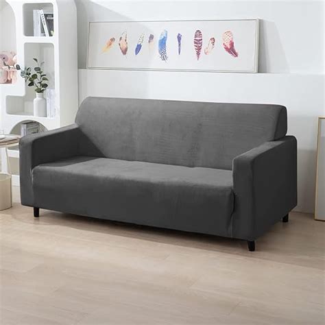 HOKIPO 200 GSM Premium Velvet Sofa Cover 3 Seater Fully Covered, Dark ...
