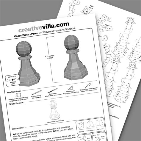 Giant Chess Piece - PAWN DIY Low Poly Paper Model Template, Paper Craf ...