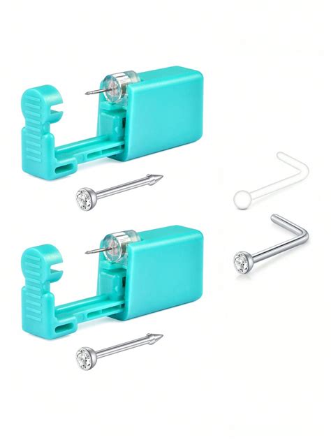 CIZME Disposable Nose Piercing Gun Kit Silver Black Gold Nose Piercing ...