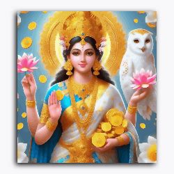 Goddess Lakshmi with Owl – PaintWaint