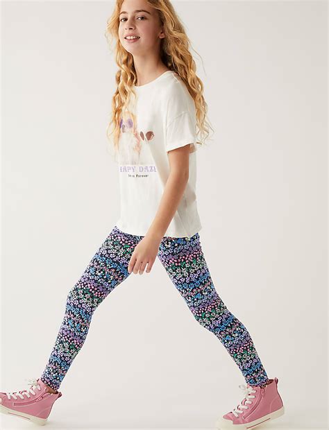 Buy Skinny Cotton Rich Ditsy Floral Leggings at Marks & Spencer
