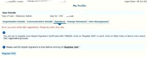 How to resolve Error occurred while DSC registration on TRACES