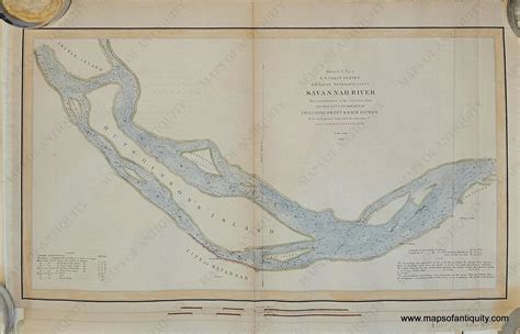 1851 Genuine Antique Chart Sketch E. No. 4 Savannah River ...