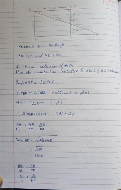 In the figure below ABCD is a rectangle in which AB = 12 cm, BC = 8 cm ...