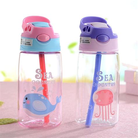 KAVANA Tritan Plastic Cute Water Bottle with Sipper, BPA Free Sipper ...
