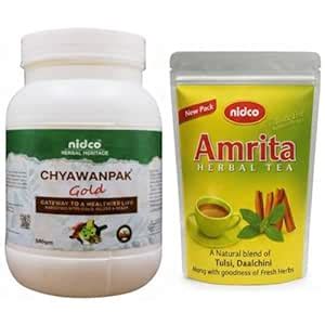 Buy NIDCO Herbal Heritage Chyawanprash Gold 500g & Amrita Herbal Tea ...