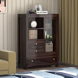 ALATERRE HOME FURNITURE Wooden Book Shelf Cabinet with Glass Door ...