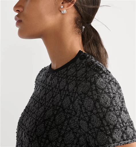 Kurzes Macrocannage Kleid Gestrickter Tweed aus Baumwollmischung in ...