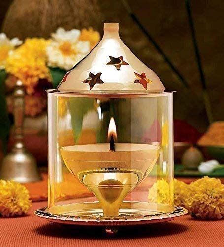 Buy OSHEE STORE Brass Akhand Diya with Glass Cover - 7 Inch Diwali ...