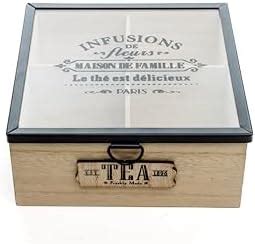 apsara kitchenware Bamboo Tea Box Storage Organizer, Flat Tea Bags, 4 ...