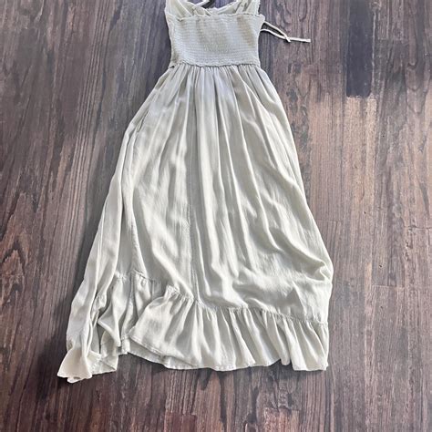 light green maxi dress with front tie detail from... - Depop