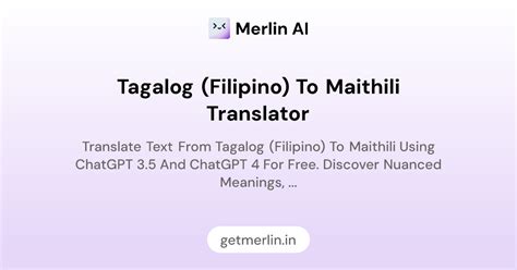 Tagalog (Filipino) to Maithili Translator