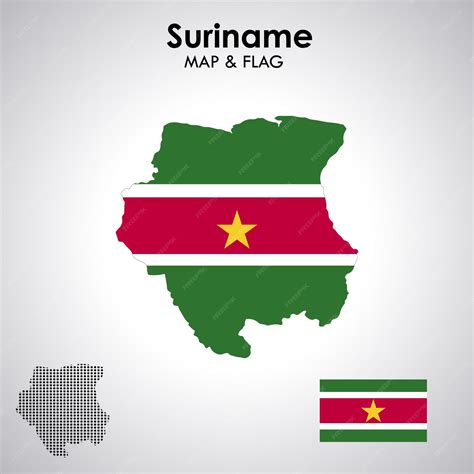 Surinaamse vlag en kaart ontwerp kaart vlag vector bestand | Premium Vector