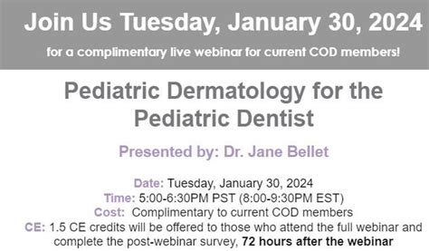 Pediatric Dermatology for the Pediatric Dentist, Online event, San ...