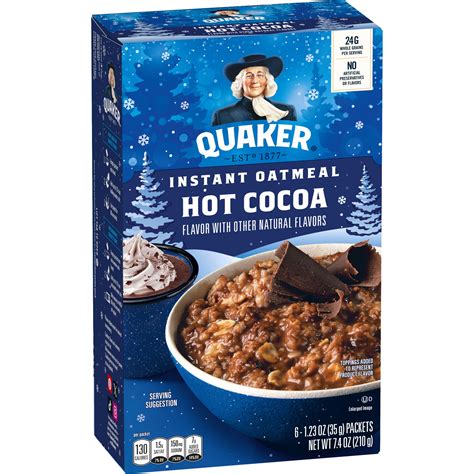Quaker Hot Cocoa Flavored Instant Oatmeal, 7.4 oz (6 Packets) - Walmart.com