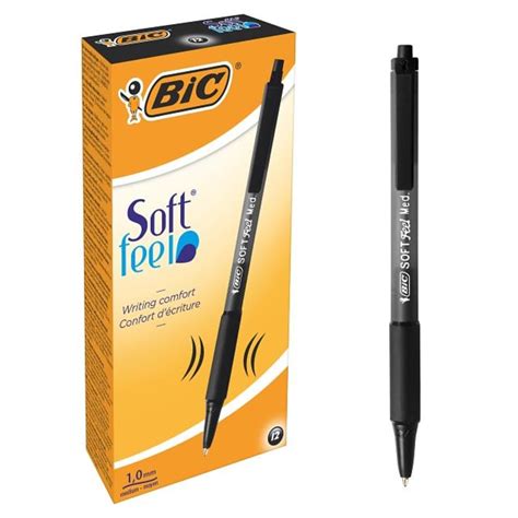 BIC Soft Feel Retractable Ballpoint Pen - Black Body, Black Ink, Pack ...