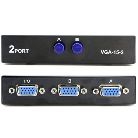 JIGYAS VGA 2 in 1 Out 2 Port VGA Switch Press Button Two Way VGA Vedio ...