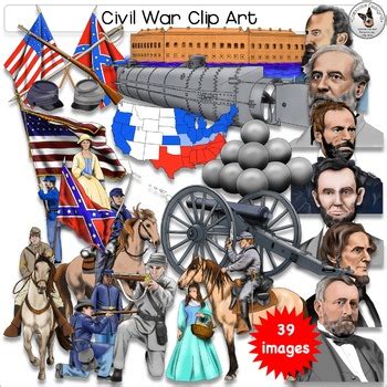 Civil War Clip Art Realistic hand-drawn clip art images by Caboose Designs