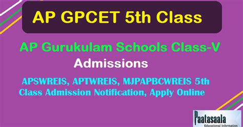 AP GPCET 5th Class Entrance Test 2020 Gurukula Paatashaala APSWREIS ...