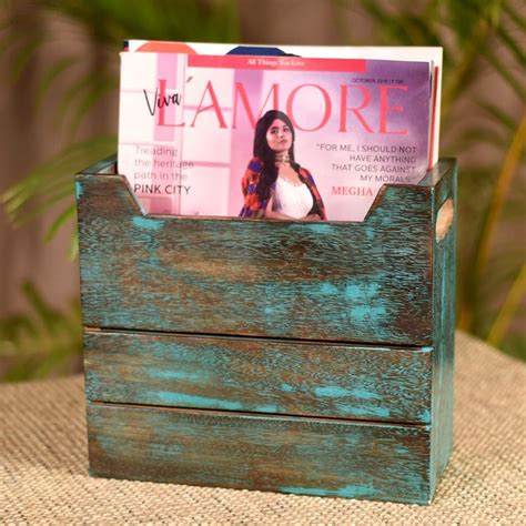 Antique Finish Mango Wood Magazine Holder – Banjara Market