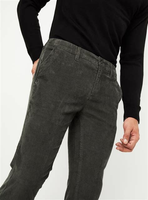 Buy Men Slim Fit Corduroy Flexi Waist Chinos Online at just Rs. 1499.0 ...