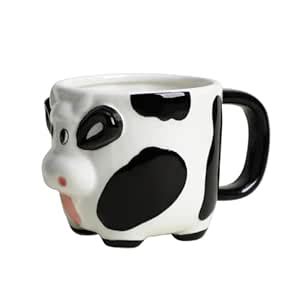 Buy Mozacona 3D Ceramic Relief Cow Coffee Mug,Hand Painted Milk Cup ...