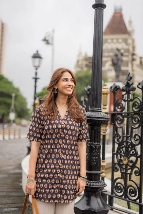 Brown Bagru Motif Handblock Shirt Kurti - NANA - KI