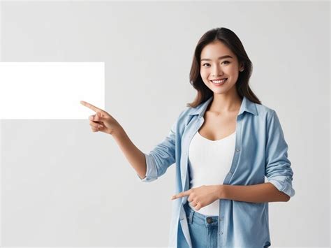 A woman pointing at a blank sign that says quot she is pointing quot ...