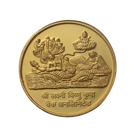 PrayEveryday - Lakshmi Vishnu Gold Plated Coins (Set of 7 Coins)