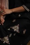 BLACK & OLD ROSE EMBROIDERED KURTA SET (3 PCS) – Anju Modi