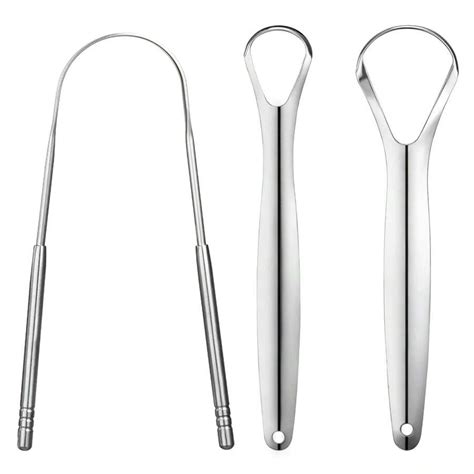 3 PCS Metal Tongue Scraper, Tongue Scrapers Adults, Stainless Steel ...
