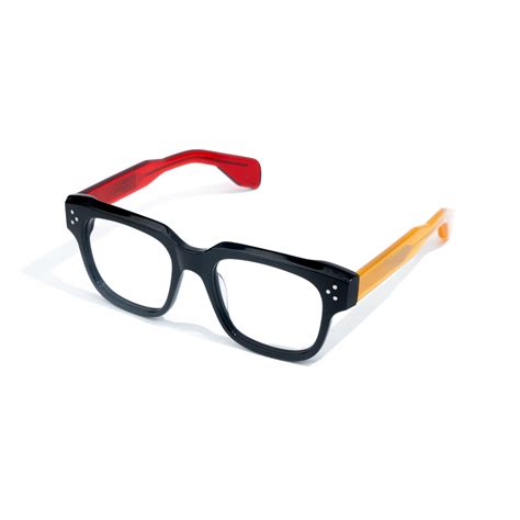 Marken Black Honey-Red Bio-Acetate Eyewear– Bold Angular Design