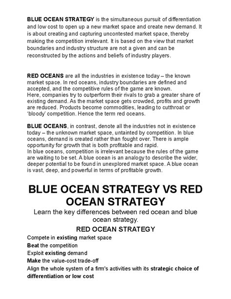 BLUE Ocean Strategy notes - BLUE OCEAN STRATEGY is the simultaneous ...