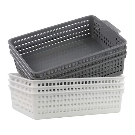 Jekiyo Plastic Basket Tray, Office Paper Tray Organizer, 6 Packs (White ...