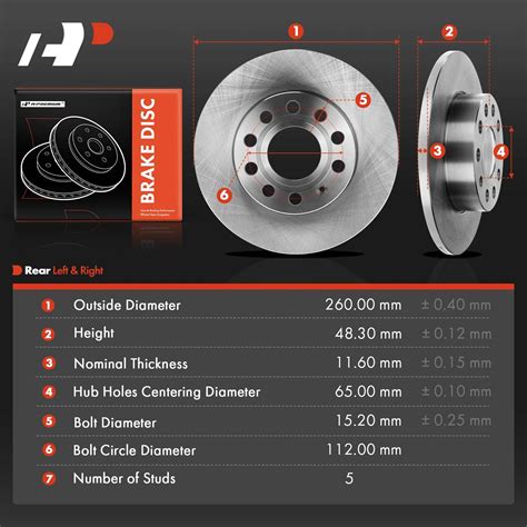 A-Premium 10.24 inch(260mm) Rear Solid Disc Brake Rotors Compatible ...