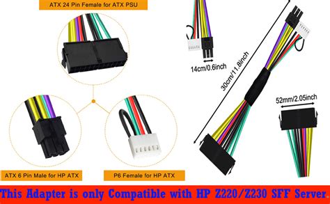 Meshiv 24 Pin to 6 Pin ATX Power Adapter Cable for HP EliteDesk 800 G1 ...