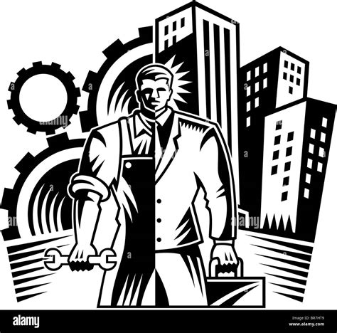 An illustration comparing blue collar vs. white collar Stock Photo - Alamy