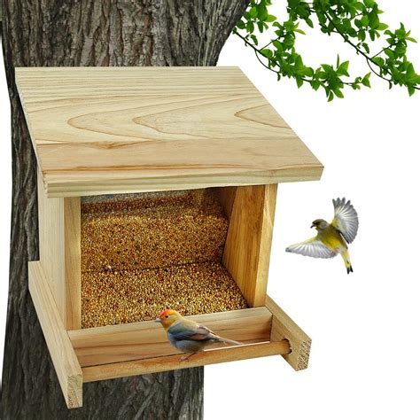 Amazon.com : Hugeleaf Wooden Bird Feeders - Large Capacity with Opening ...
