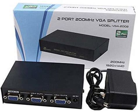 TERABYTE 2 Port VGA Splitter 1 Input 2 Output Sharing Switch Box 200MHz ...