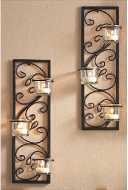 Hosley Set of 2 Black & Transparent Wall Sconce Tealight Candle Holder ...