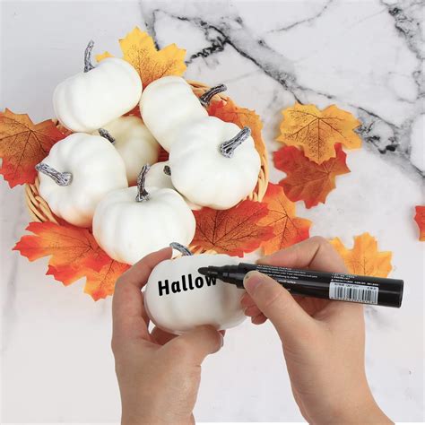 Buy CCINEE 12 PCS Halloween White Artificial Pumpkins, Lifelike Mini ...
