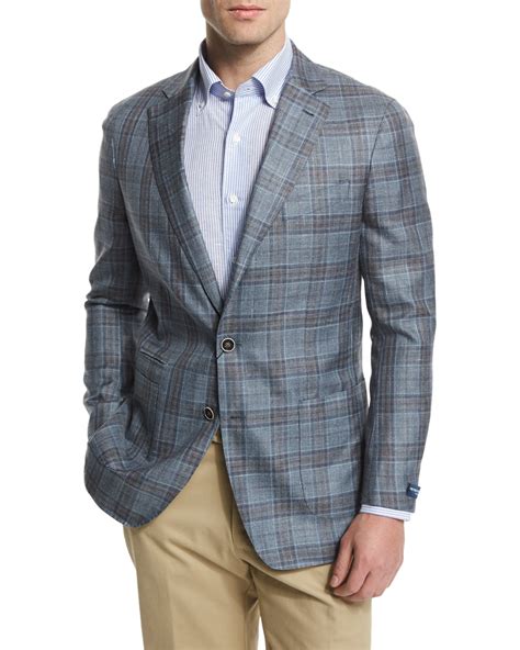 Peter Millar Shadow-plaid Wool-blend Sport Coat in Gray for Men - Lyst