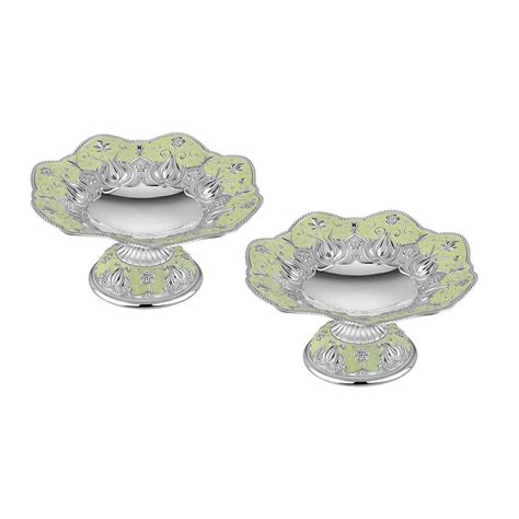 Pair of galvanic platter small sea green