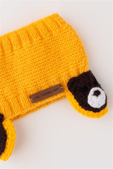 Teddy design Knitted Ear warmer- Yellow – The Original Knit