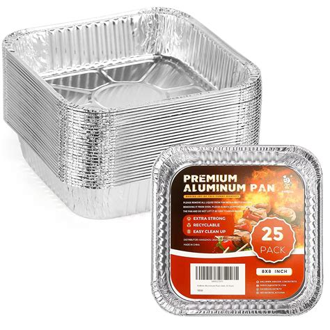 Katbite 8 x 8 Aluminum Foil Pans, 25 Count Disposable Square Aluminum ...