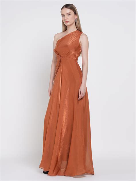 Orange Flared Maxi Dress