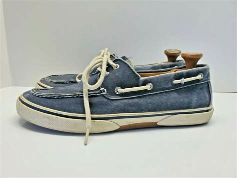 Sperry top sider mens boat shoes slip on casual grey blue canvas ...
